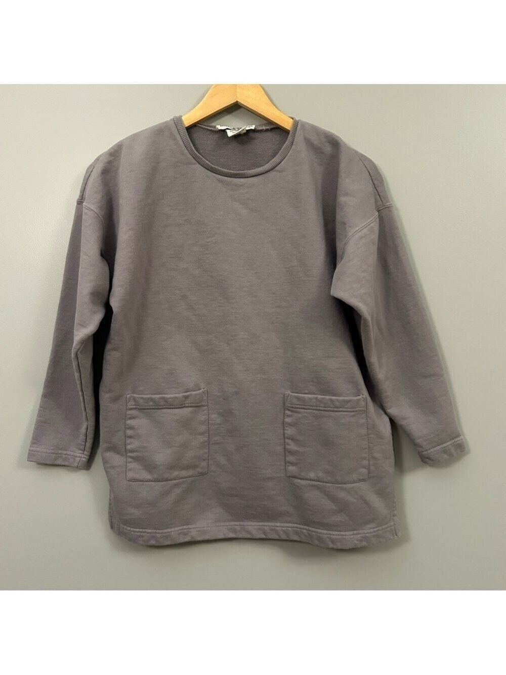 Boston Traders Vintage Gray Cotton Top Size Small Grey Front Pockets Sweater